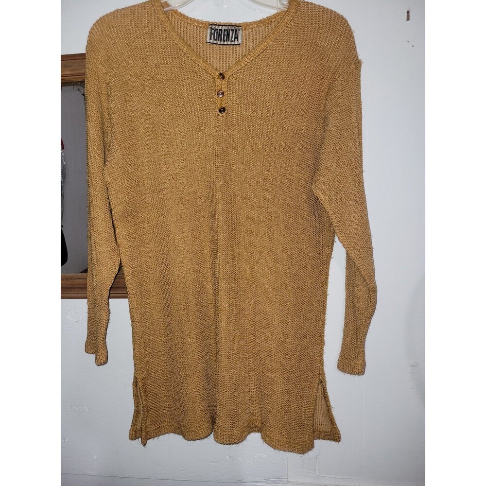 Vintage Mustard Yellow Forenza Henley Sweater